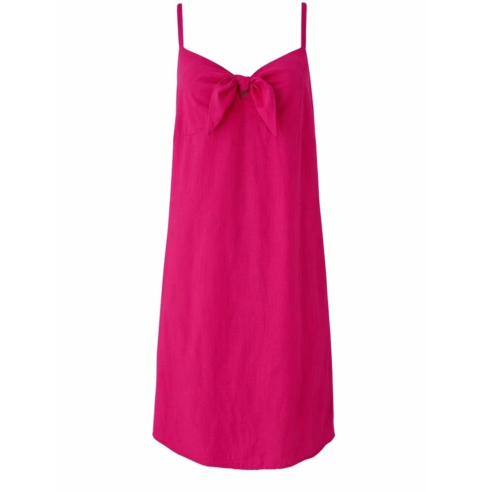 Old Navy Small Pink Linen Blend Tie Front Slip Dress Summer Vacation